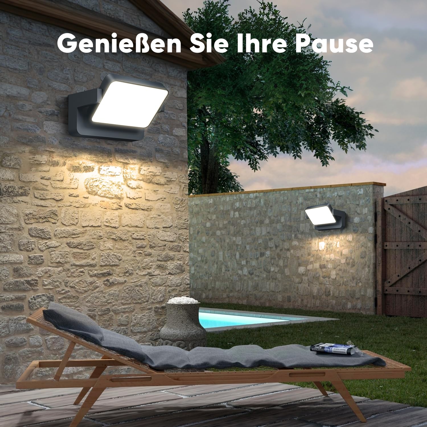 vatato 30W Außenwandleuchte mit Bewegungsmelder, LED Wandleuchte Innen Außen Wandlampe mit Schwenkbar Panel, Wasserdicht IP65 aussenlampe wand, Warmweiß außenleuchte 3000K (Anthrazit 1 Stück)