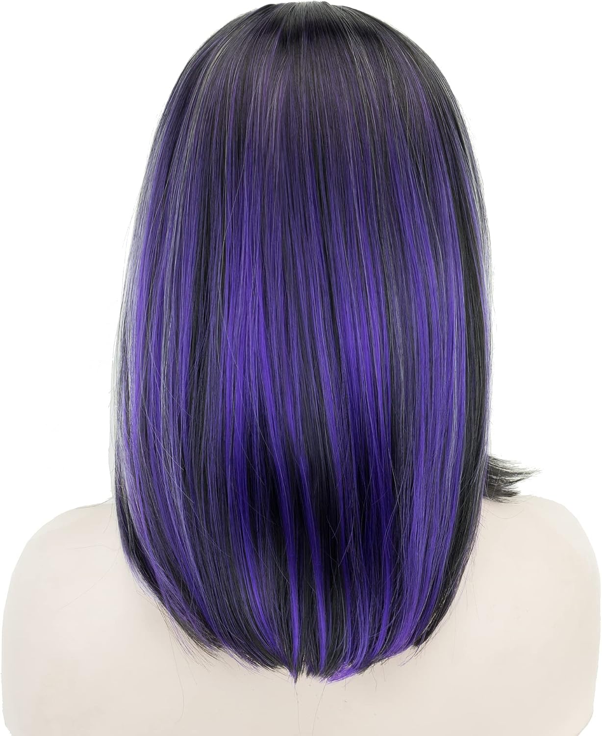 IMISSU Short Natural Hair Bob Wigs Cosplay Wigs Ombre Color Halloween Costume Party Wig for Women (Pink Grey Purple) - Image 3