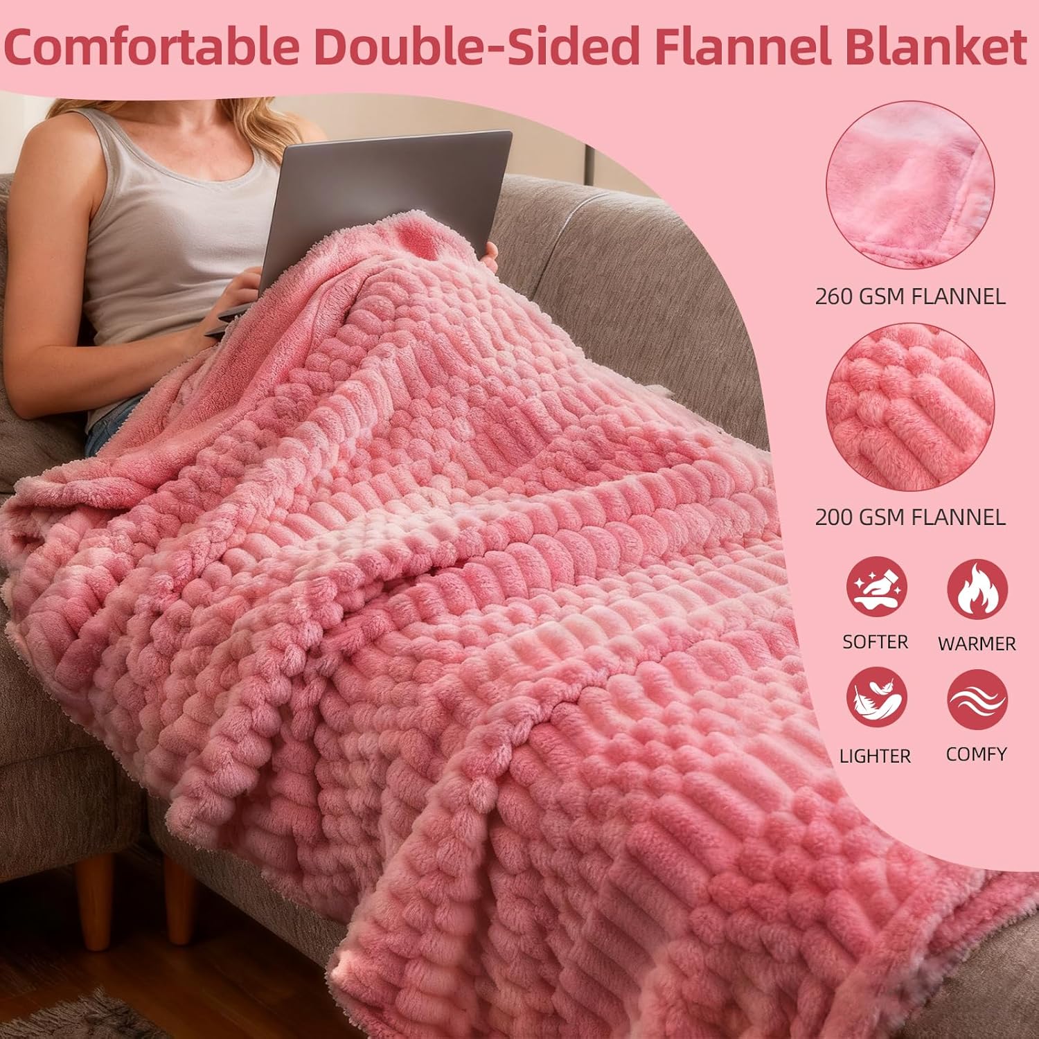 heated blanket flannel blanket, electric heating blanket with etl & fcc & 12 heating levels & auto shut off?machine washable (pink, throw?50"x 60"?) pink throw?50"x 60"?