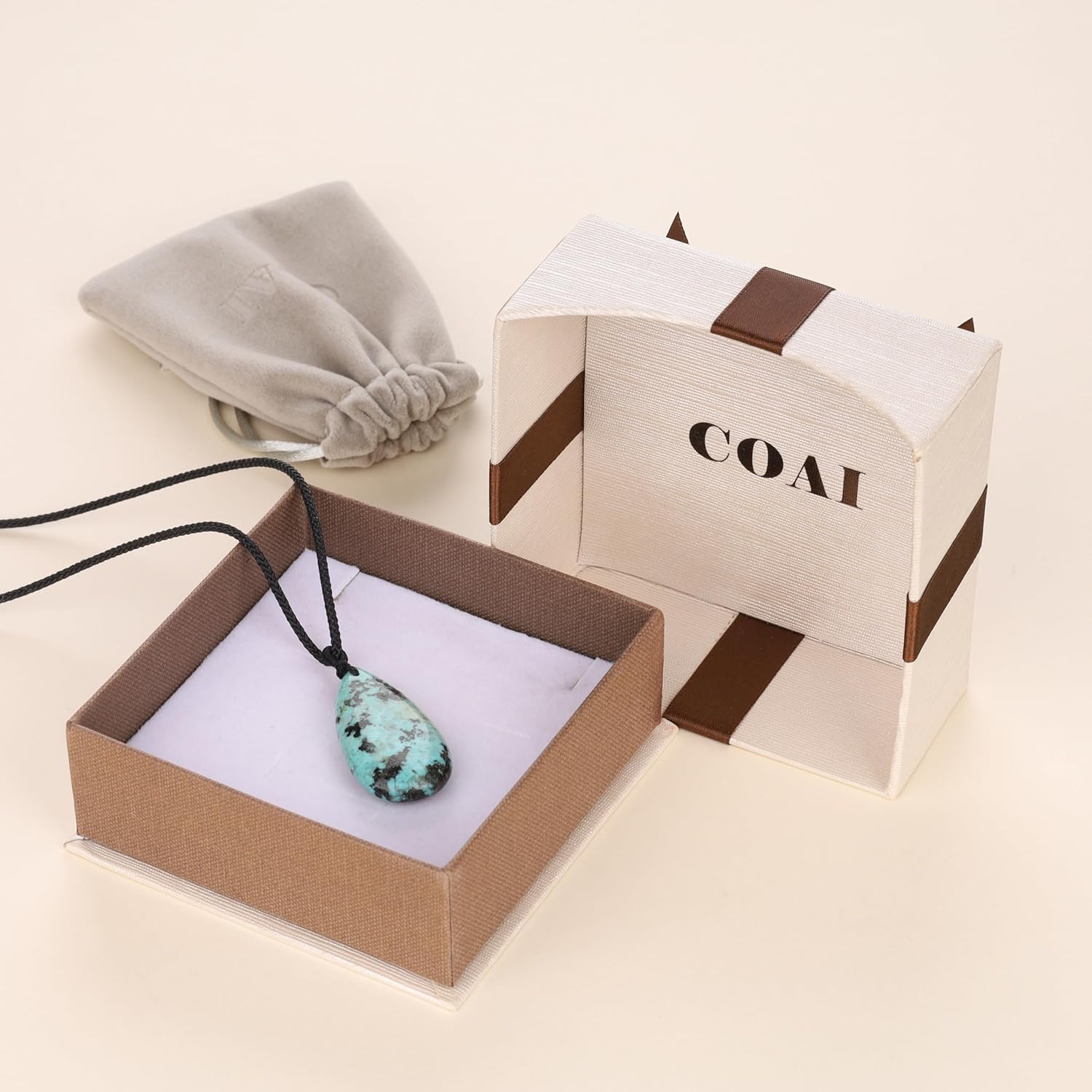 COAI Adjustable Nylon Cord Crystal Necklace for Men Women, Teardrop Pendant African Turquoise Necklace for Men Women - Image 6