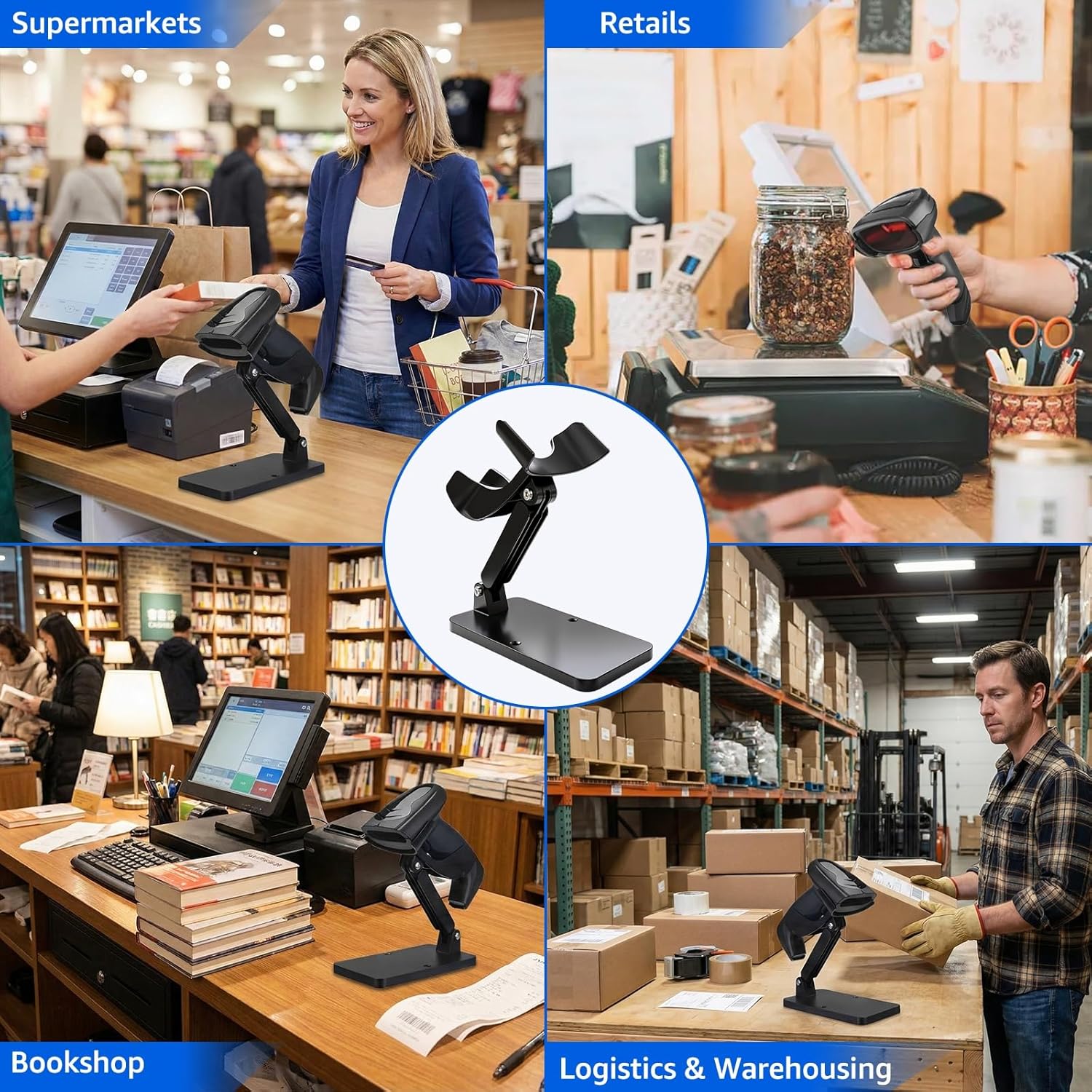 Barcode Scanner Stand Barcode Scanner Holder [New Version 2026] for Symbol Motorola Zebra Honeywell 1200G 1202G 1250G 1300G 1400G 1470G 1472G 1500G 1900G 1911i LS2208 LI3678 DS3608 DS3678 Bracket (2)