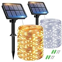 btfarm 2 Pezzi Luci Solari da Giardino, 15+2M 150 LED Catena Luminosa Esterno Solare 8 Modalità