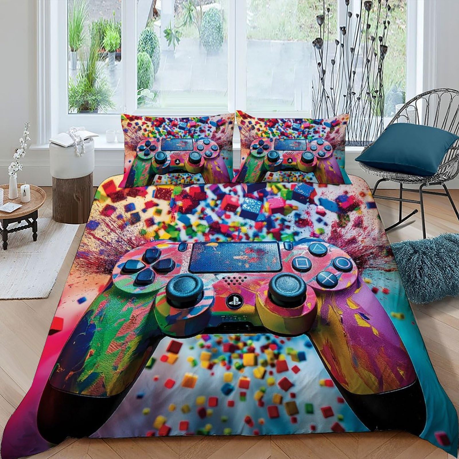 Housse de couette jeux vidéo 220x240 cm pour chambre d'ado gamer