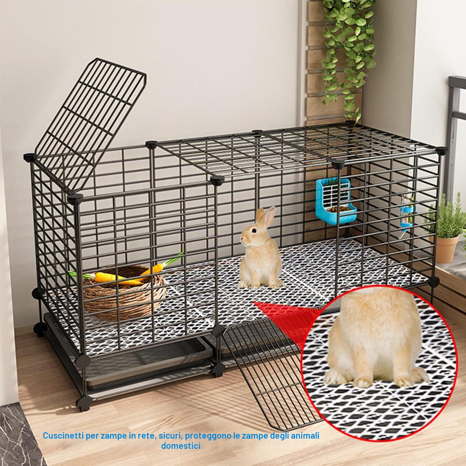 EGREX Recinto Coniglio Interno -Recinto per Conigli da Interno, Gabbia per Conigli per Piccoli Animali con Vassoi Estraibili Rimovibili Animali da Esterno per Furetto Cincillà(Accessori Non Inclusi)
