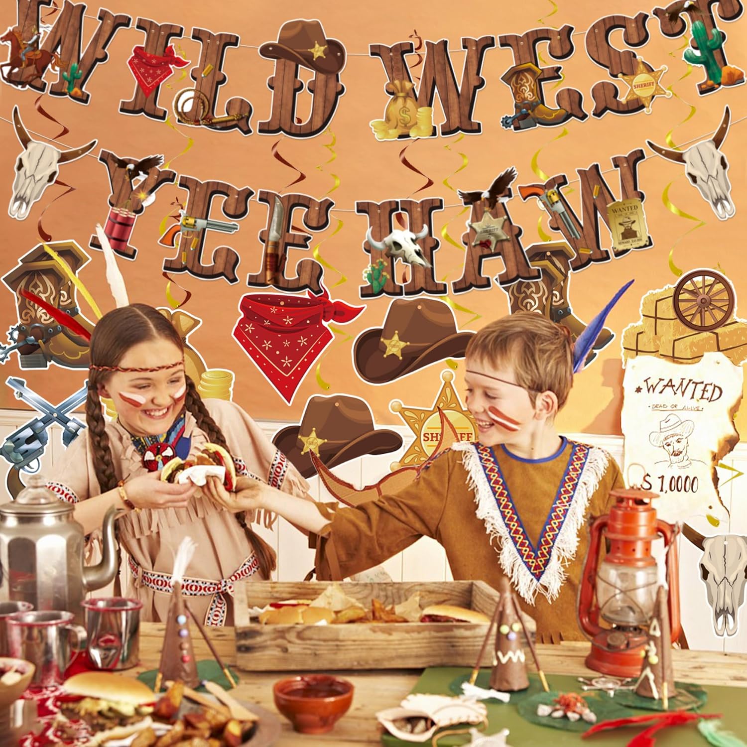 26 Pieces Western Party Decorations West Cowboy Banners Hanging Swirls Wild West Banners Yee Haw Ceiling Streamers for Boys Birthday Western Baby Shower Party Decor image 7 of 7 B0CBTWSDYZ