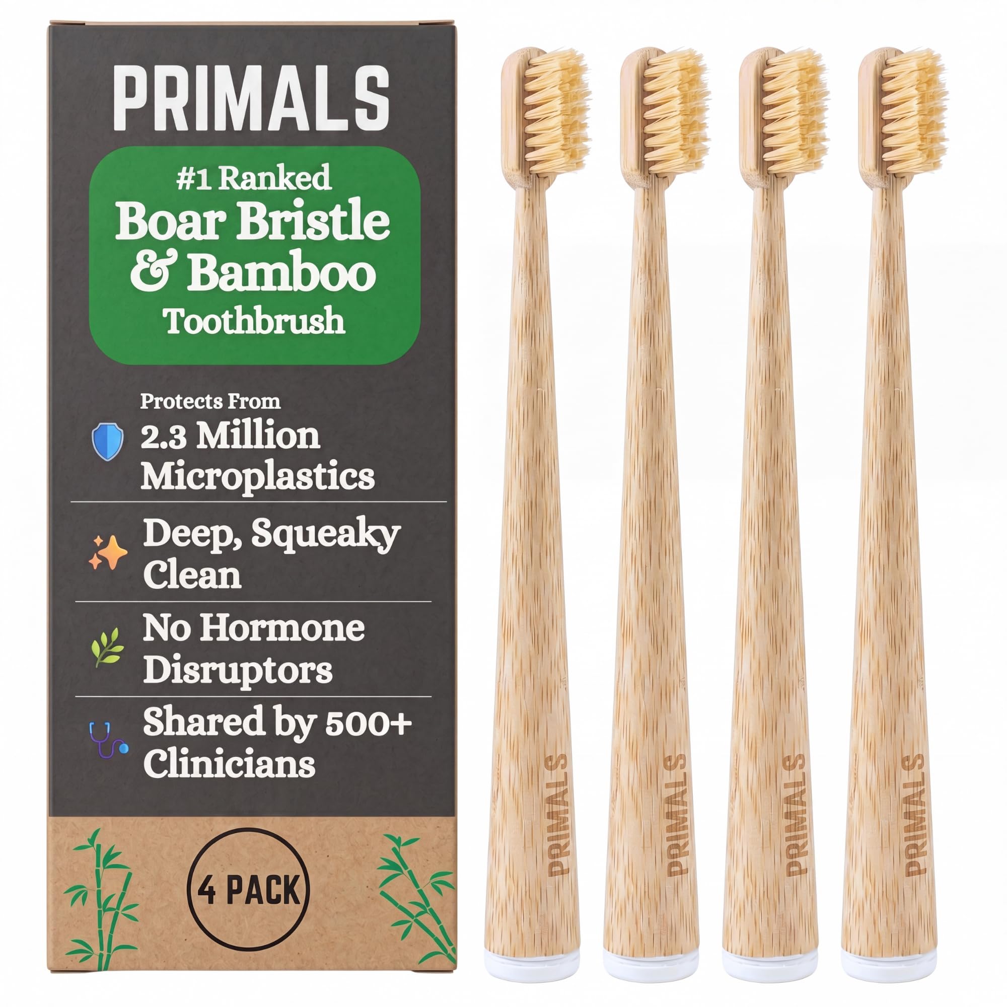PRIMALS Boar Bristle & Bamboo Toothbrush