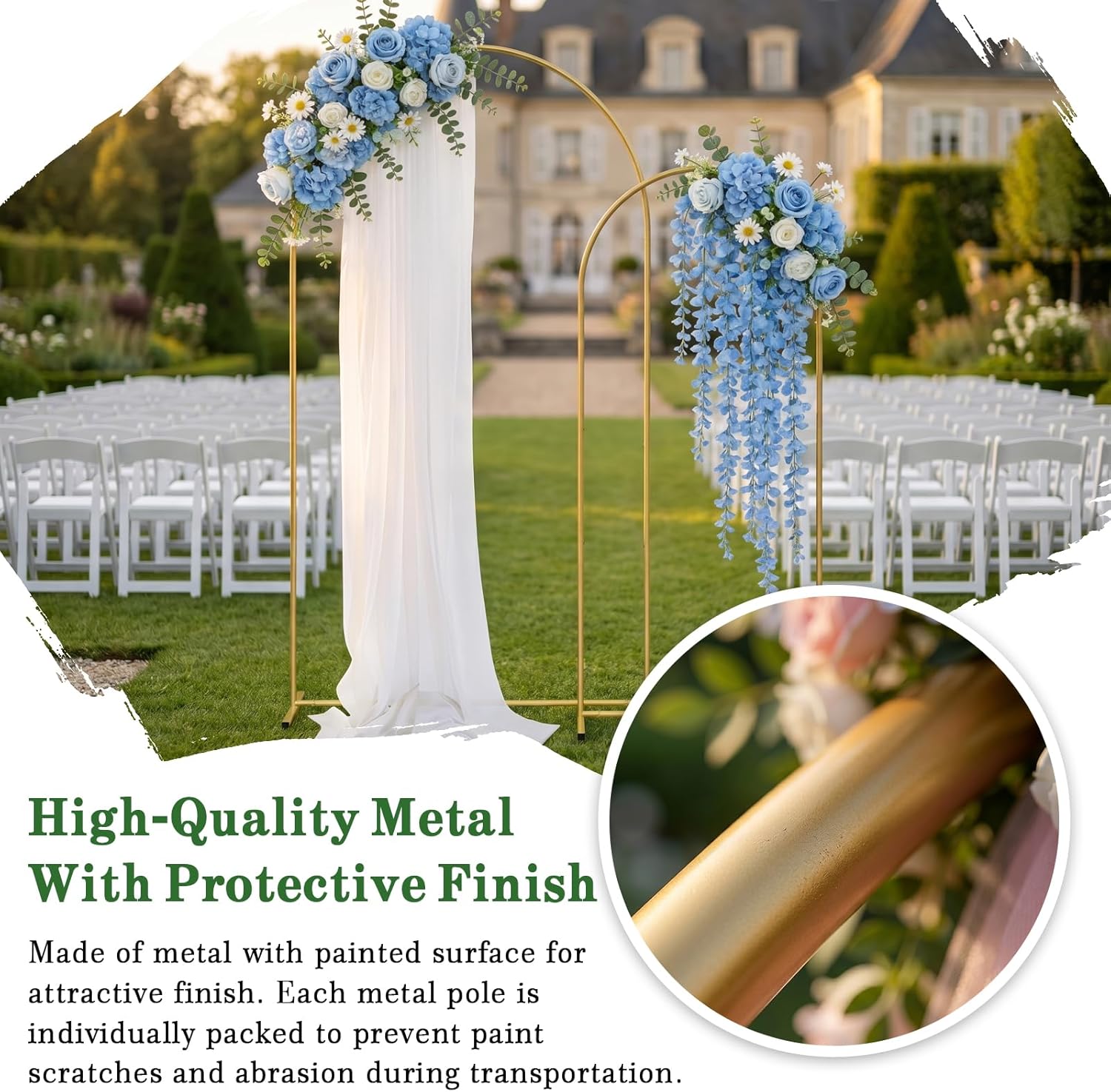 Metal Arch Backdrop Stand 7.2FT+6FT: Wedding Arch Frame for Ceremony Balloon Arch Stand for Birthday Anniversary Wedding Party Baby Shower