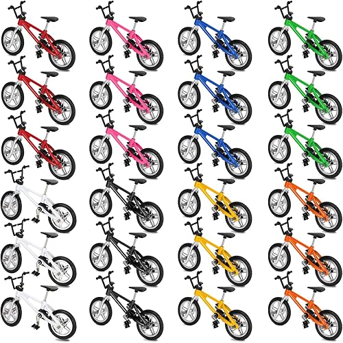 Poen 24 unidades de mini bicicletas de dedo para niños, recuerdos de fiesta, juguete miniatura de bicicleta de metal para estudiantes, premios de