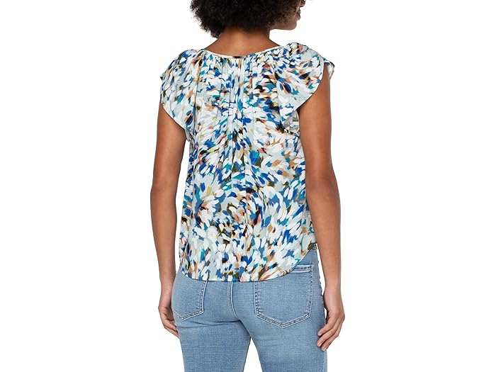Petal Sleeve Woven Top with Neck Ties - Image 1