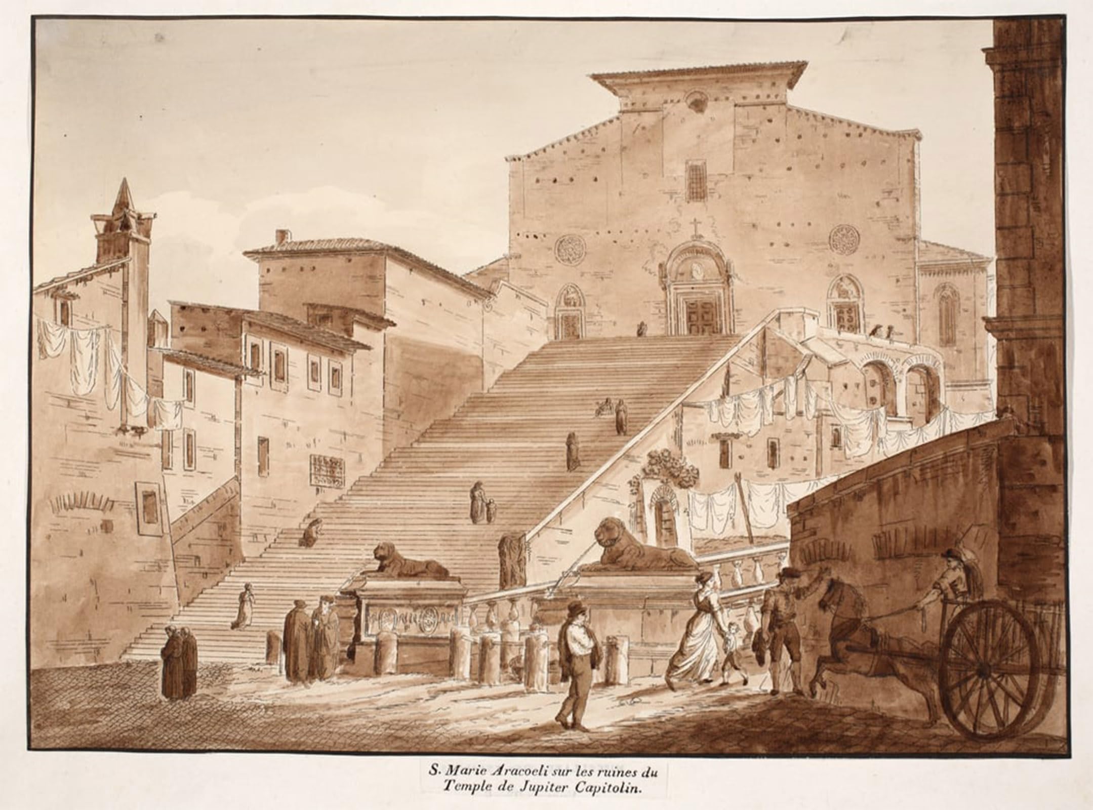 POSTERIIk Famous Print Pop Art Wall Art Graffiti the Church of Santa Maria in Aracoeli on the Ruins of the Capitoline Temple of Jupiter by Agostino Tofanelli Art Prints for Home Decor 60x90cm