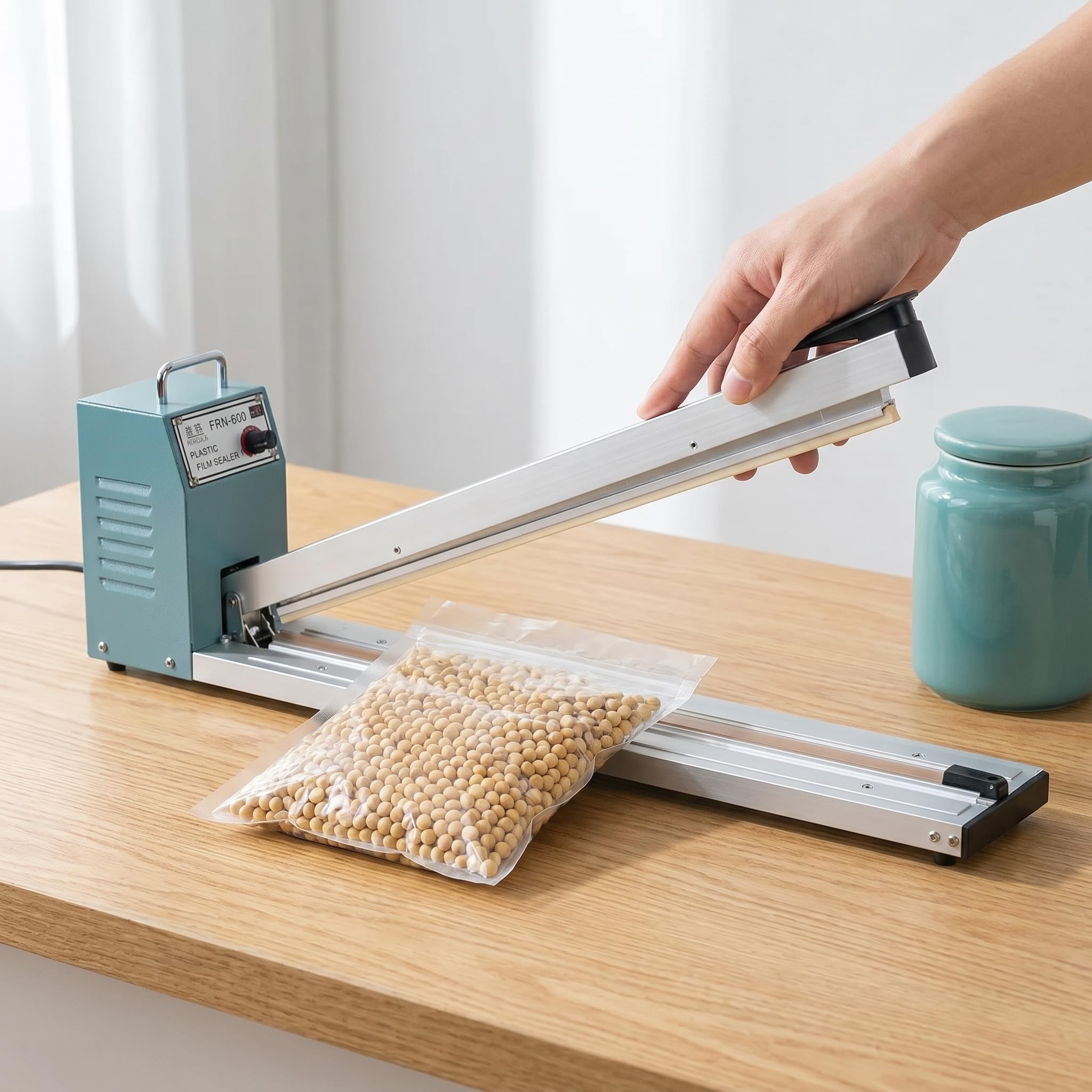 Machine à sceller à chaud 600 mm, appareil d'étanchéité de sac en plastique, 780 W à impulsion avec 8 réglages de chaleur pour papier d'aluminium et sacs en plastique