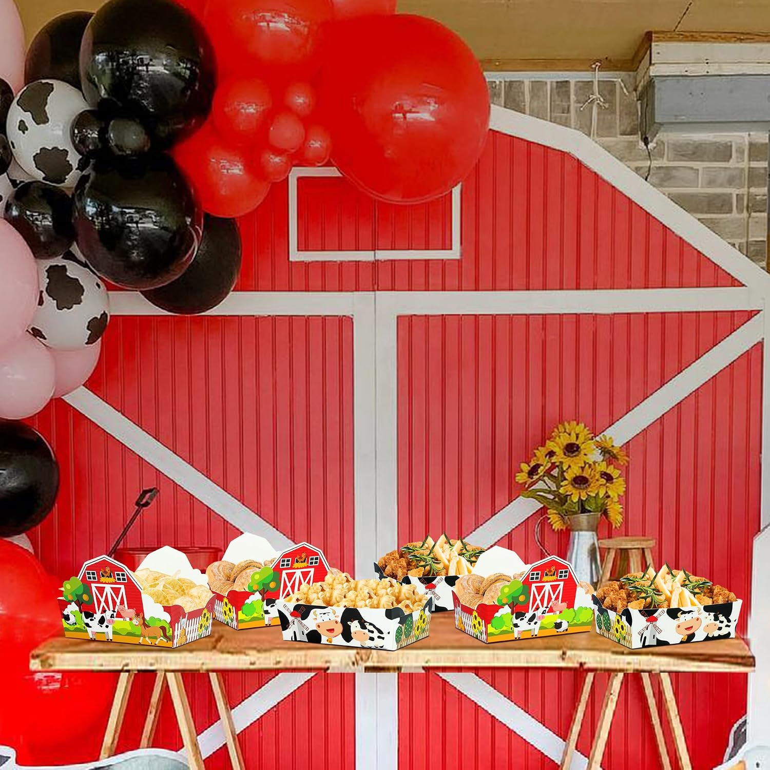 36 Pieces Farm Animal Paper Snack Bowl, Disposable Farm Theme Food Tray, Farm Birthday Party Decoration