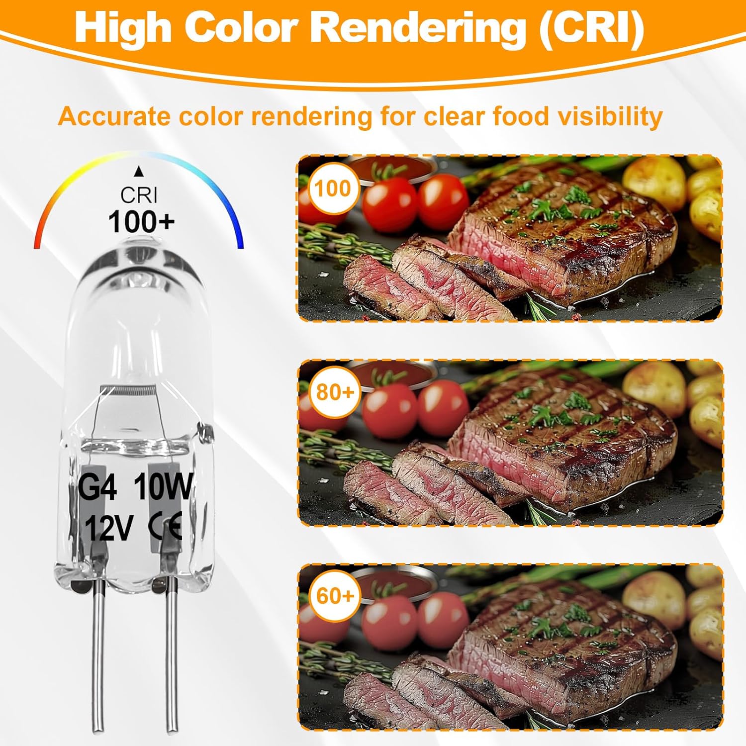 G4 Halogen Bulb, 2 Pack 12V 10W Bi-pin Base, High Output 150LM 3000Hrs Long Lifetime, Dimmable, CRI100 & 2800K Warm White, for Cabinet Light Bulbs, Compatible with Dacor 86364 86573 8-6573 DE81-05142A