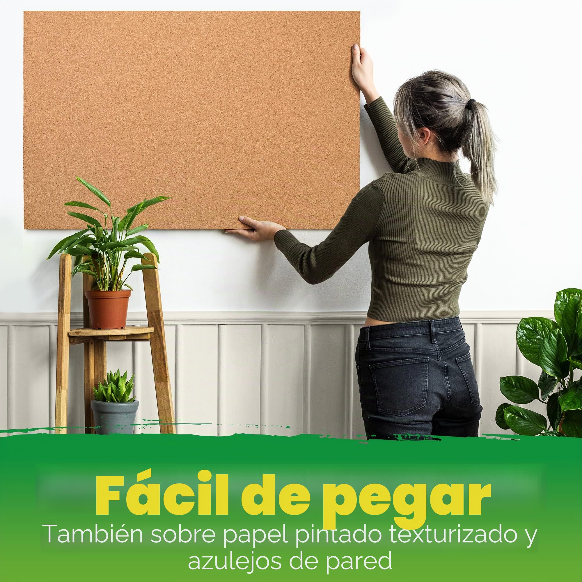 Plancha de corcho prensado, autoadhesiva, con adhesivo 3M, 900 x 600 mm (90 x 60 cm), 5 mm de grosor, para tablón de anuncios, revestimiento de pared y decoración