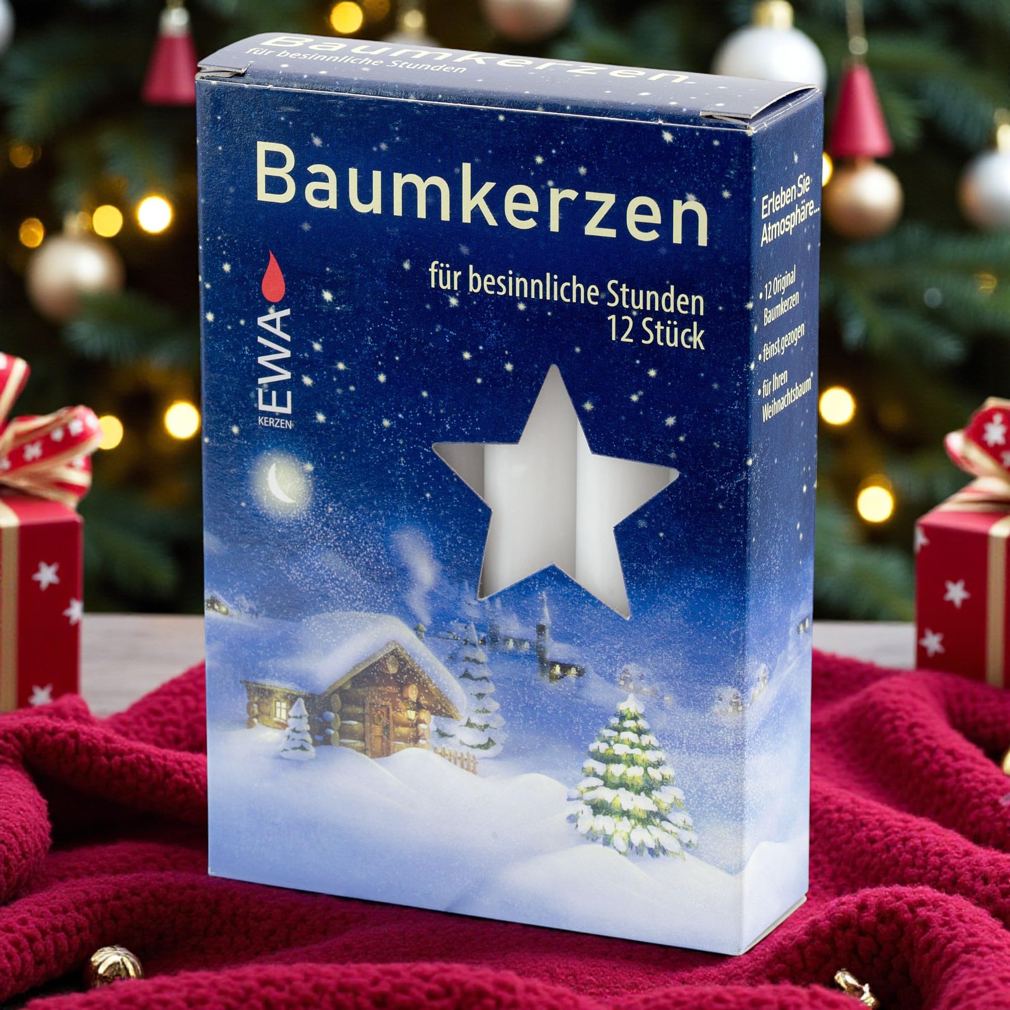 Ewa-Jeka Baumkerzen weiss 15x125 mm 12 Stück im Pack Markenqualität BK 12/250 [Unparfümiert]