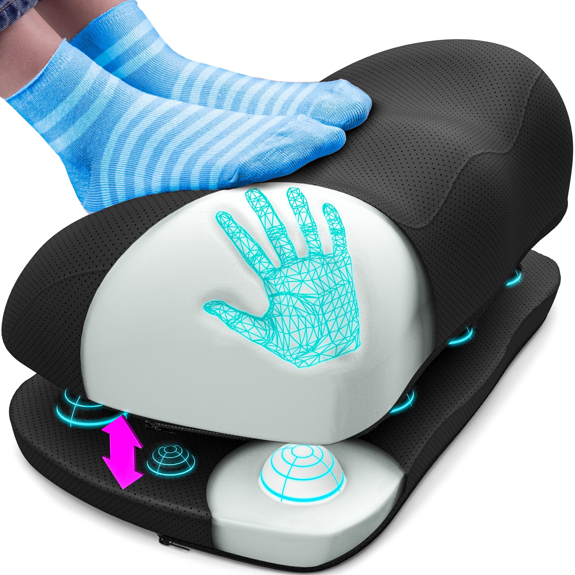 Everlasting Comfort Adjustable Cloud Foot Rest for Under Desk at Work with Pressure Point Nodes - Comfortable Memory Foam Office Foot Stool &amp; Desk Pillow, Gaming &amp; Home Accessories