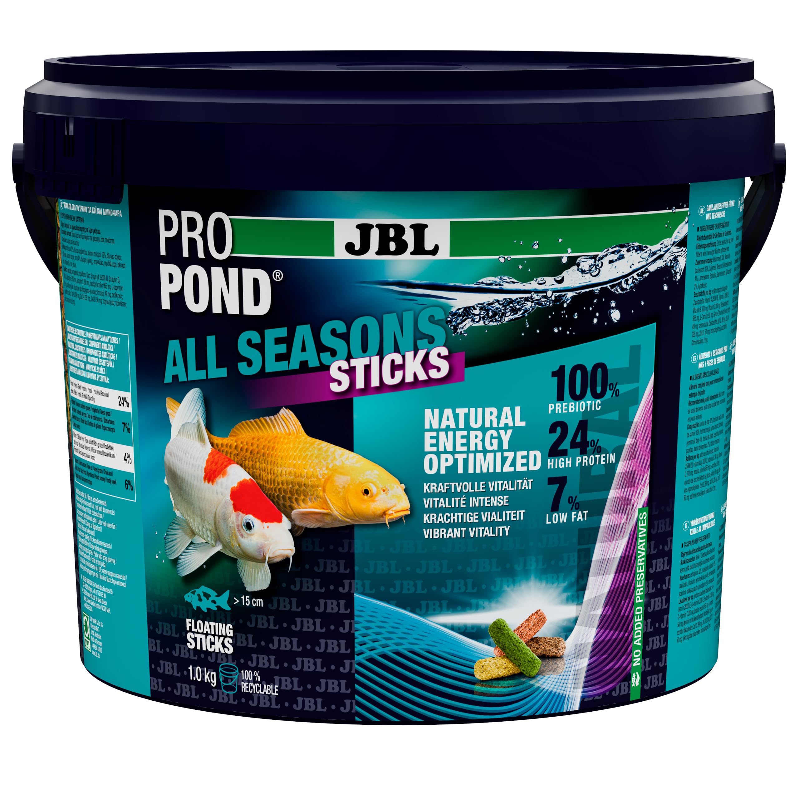 JBL PROPOND All Seasons Sticks 1,0 kg (5,5 L) | Palitos de 4 Estaciones para Todos los Peces de Cuenca | Alimentación Saludable y equilibrada | Flotantes | a Partir de 10 °C