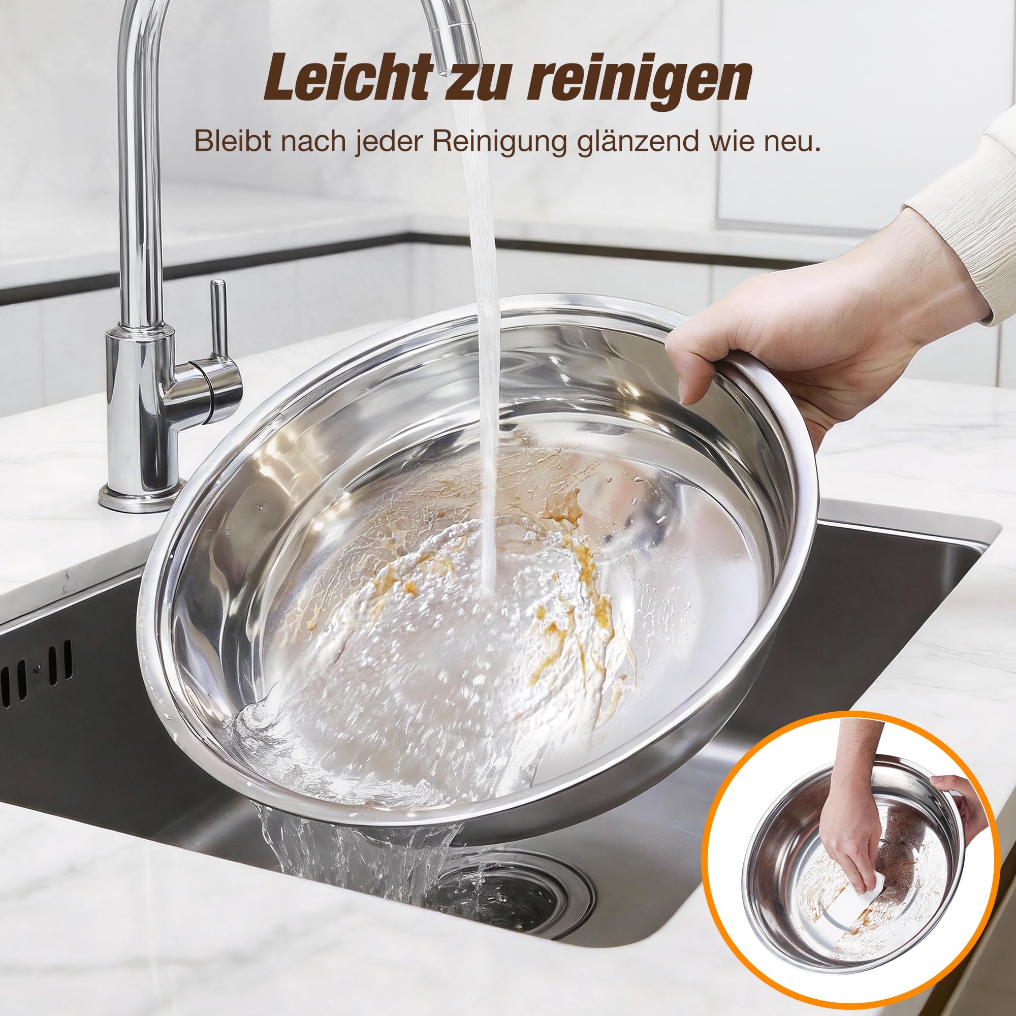 WARMOUNTS 6L Chafing Dish 4er Set Silber & Gold, Runder Speisenwärmer Edelstahl mit Glasdeckel, Stapelbarer Warmhaltebehälter Buffet Rechaud mit Deckelhalter für Gastronomie, Party, Hochzeit