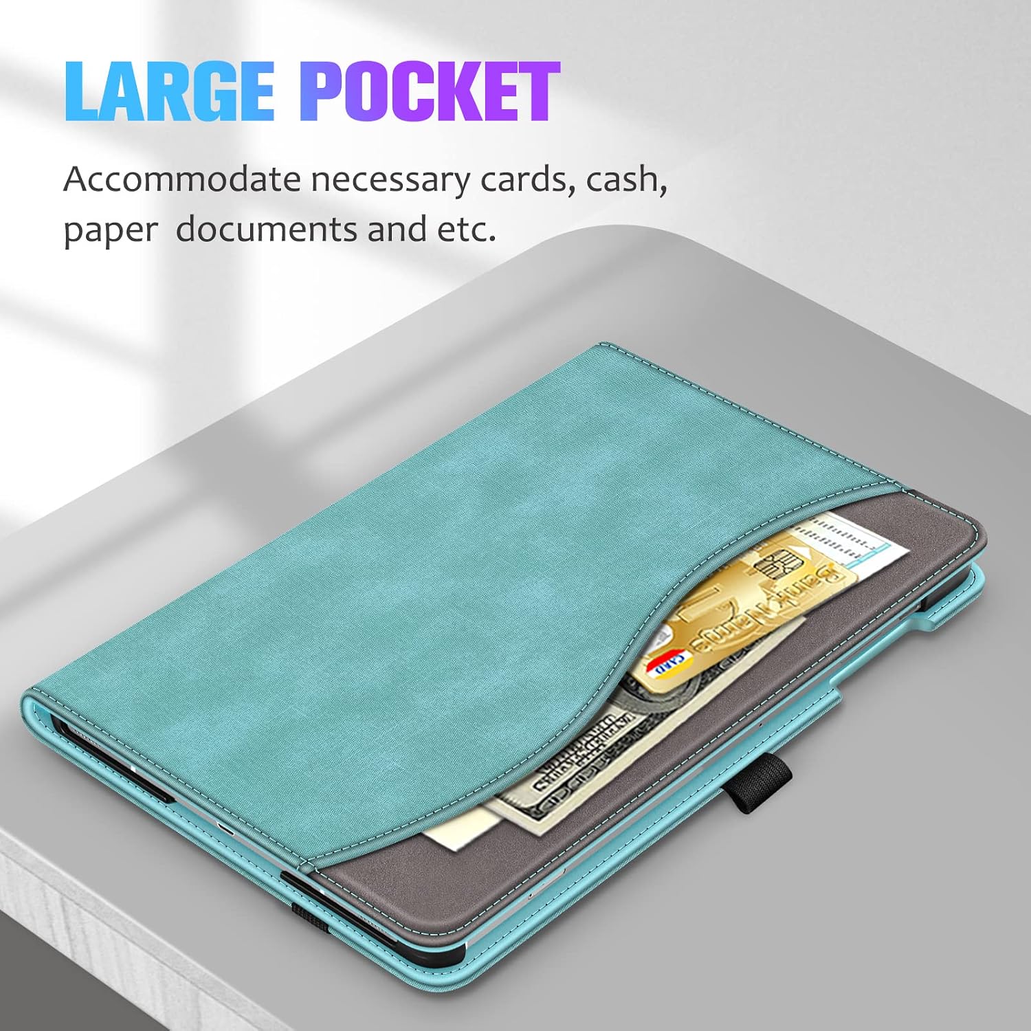 Fintie Case for Samsung Galaxy Tab S8 Plus 2022/S7 FE 2021/S7 Plus 2020 12.4 Inch, Multi-Angle Viewing Protective Cover with Pocket, Auto Sleep/Wake, Turquoise