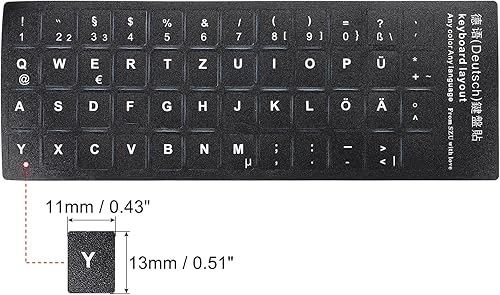 Miniatura 7 de PATIKIL Calcomanías de diseño de teclado alemán, paquete de 2 fundas universales de repuesto para teclados de computadora de escritorio, fondo