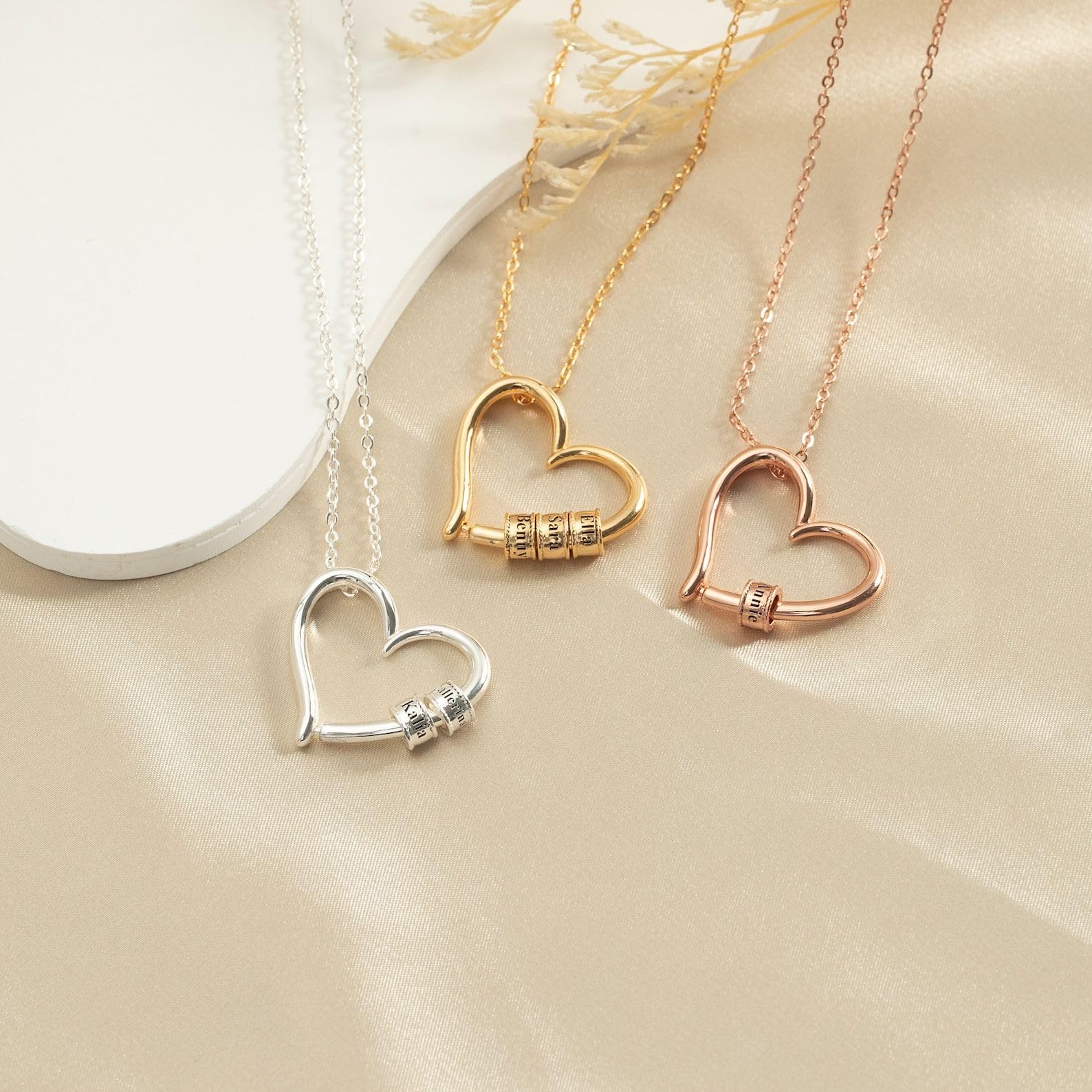 Inciso cuore collana con nome, bambini nomi per mamma, personalizzato famiglia collana con nome, su misura Natale per madre, multiplo sfere ciondolo