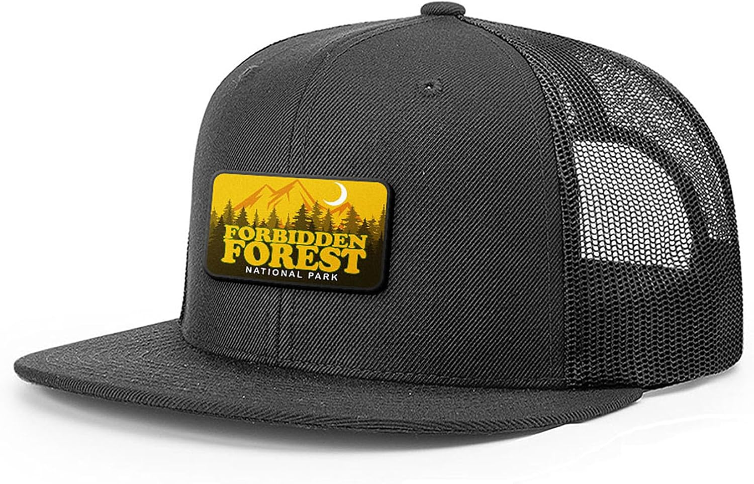 Forbidden Forest National Park Hat Busted Tees Patch Flat Bill Baseball Cap Mesh Flatbill Adjustable Snapback Strap