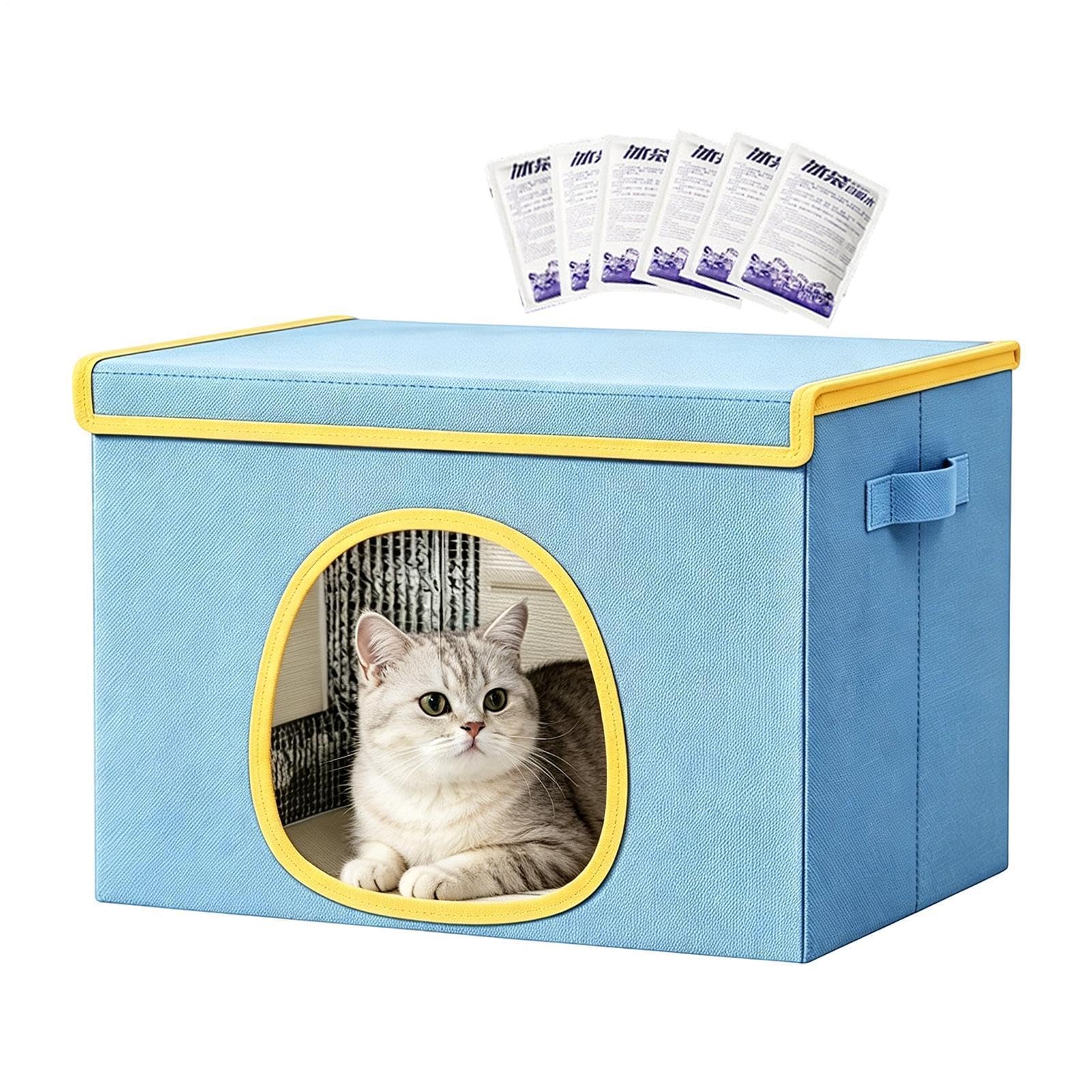 Erfrischendes Haus für Katzen im Sommer - Haus für Kätzchen mit 6 Eisbeuteln | Erfrischende Höhle für Welpen - Eltern von Haustieren, Trainer, Tierliebhaber, Büro, Schlafzimmer, Balkon, Garten
