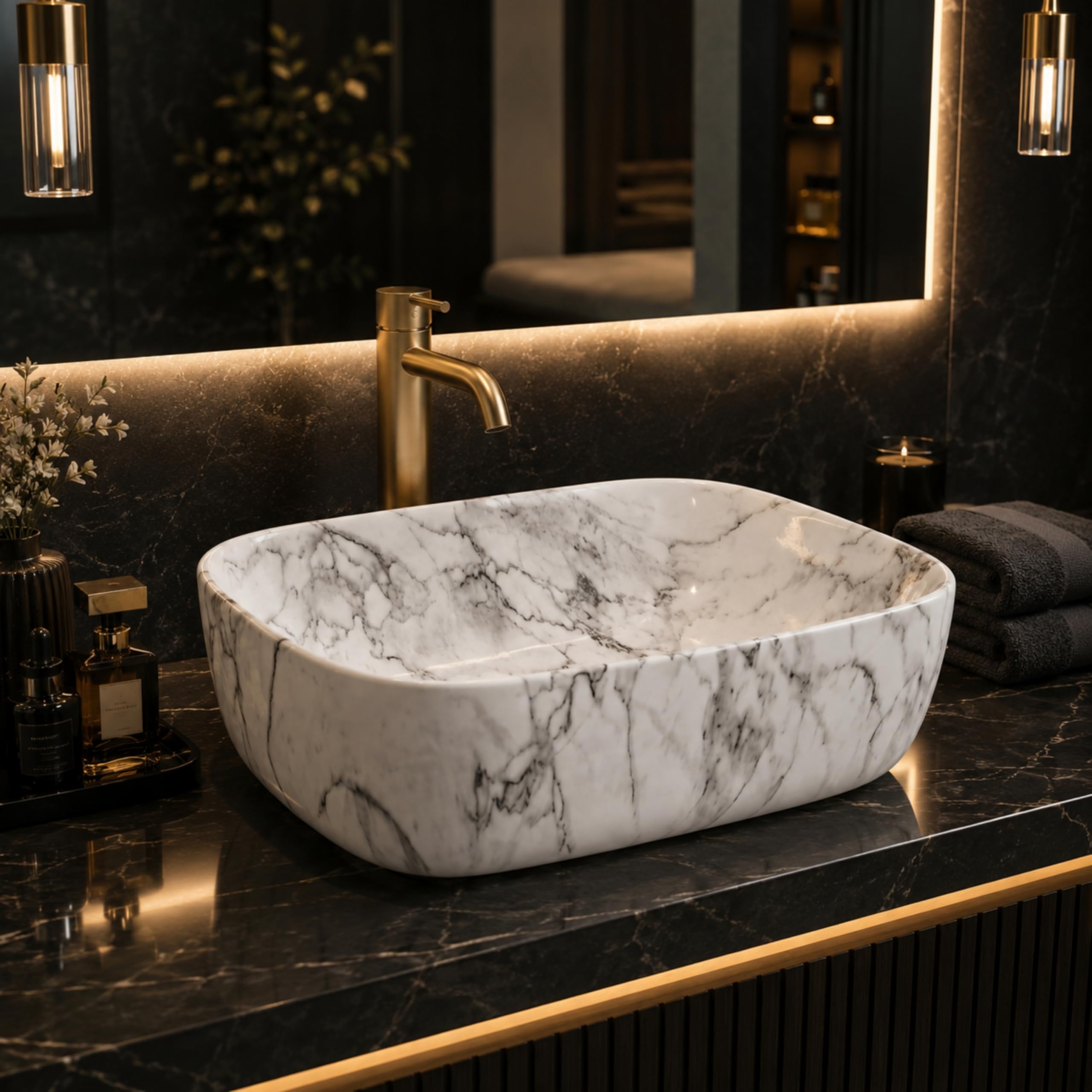 Reyal Grey Marble Wash Basin - Luxury Sink -1