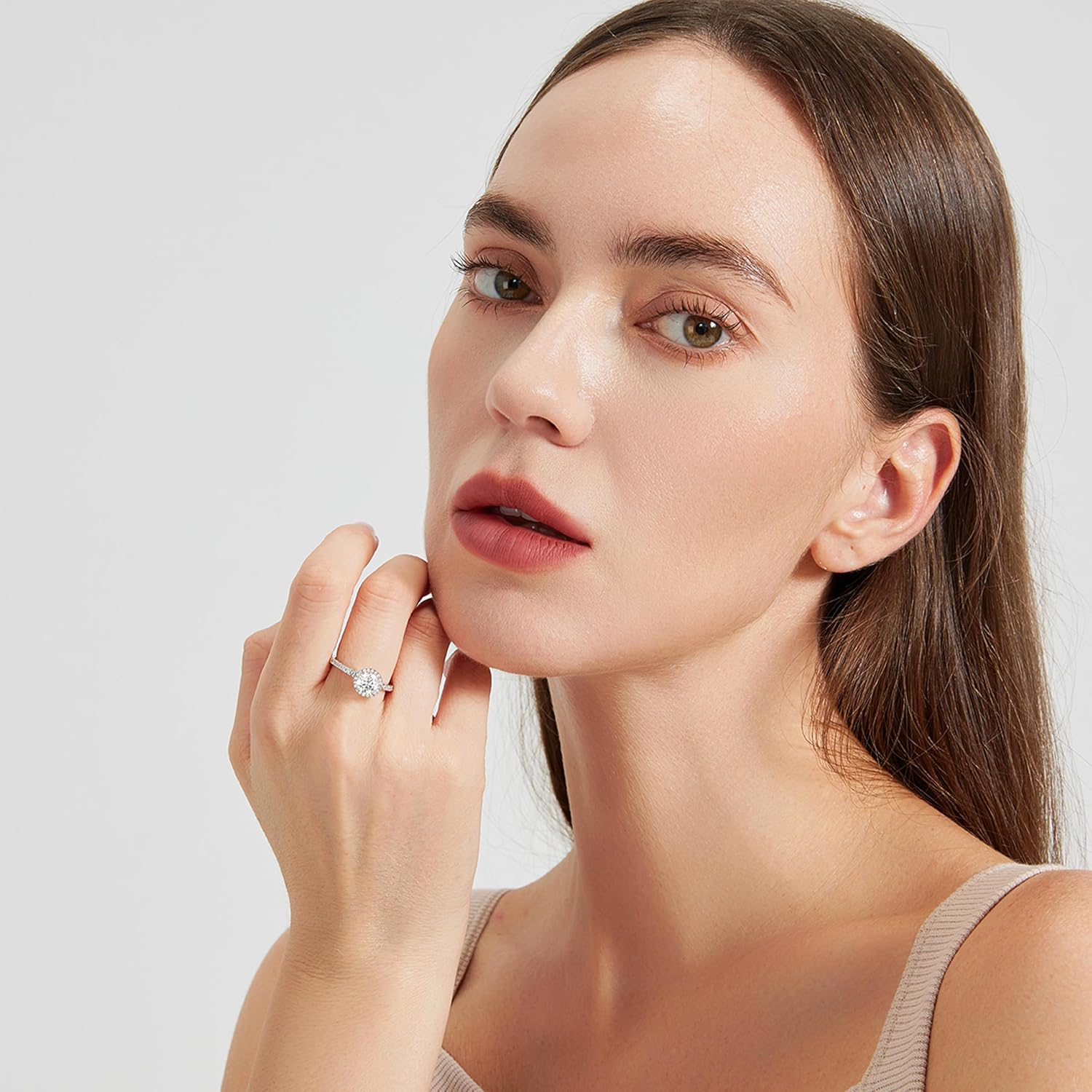 1.5CT 925 Sterling Silver Engagement Rings for Women Round Cut Halo Cubic Zirconia Wedding Promise Rings for Her Size 4-12.5 - Image 3