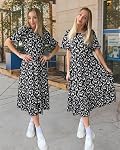 STYLEWORD Women's Summer Dresses Trendy 2026 Short Sleeve Floral Ruffle Swing Midi Dress with Pocket