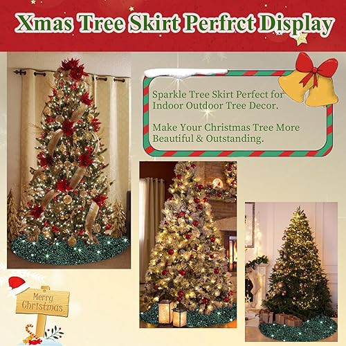 Miniatura 103 de Falda de árbol de Navidad morada de 46 pulgadas, falda de árbol de Navidad con lentejuelas brillantes, tapete de árbol de Halloween, faldas de árbol