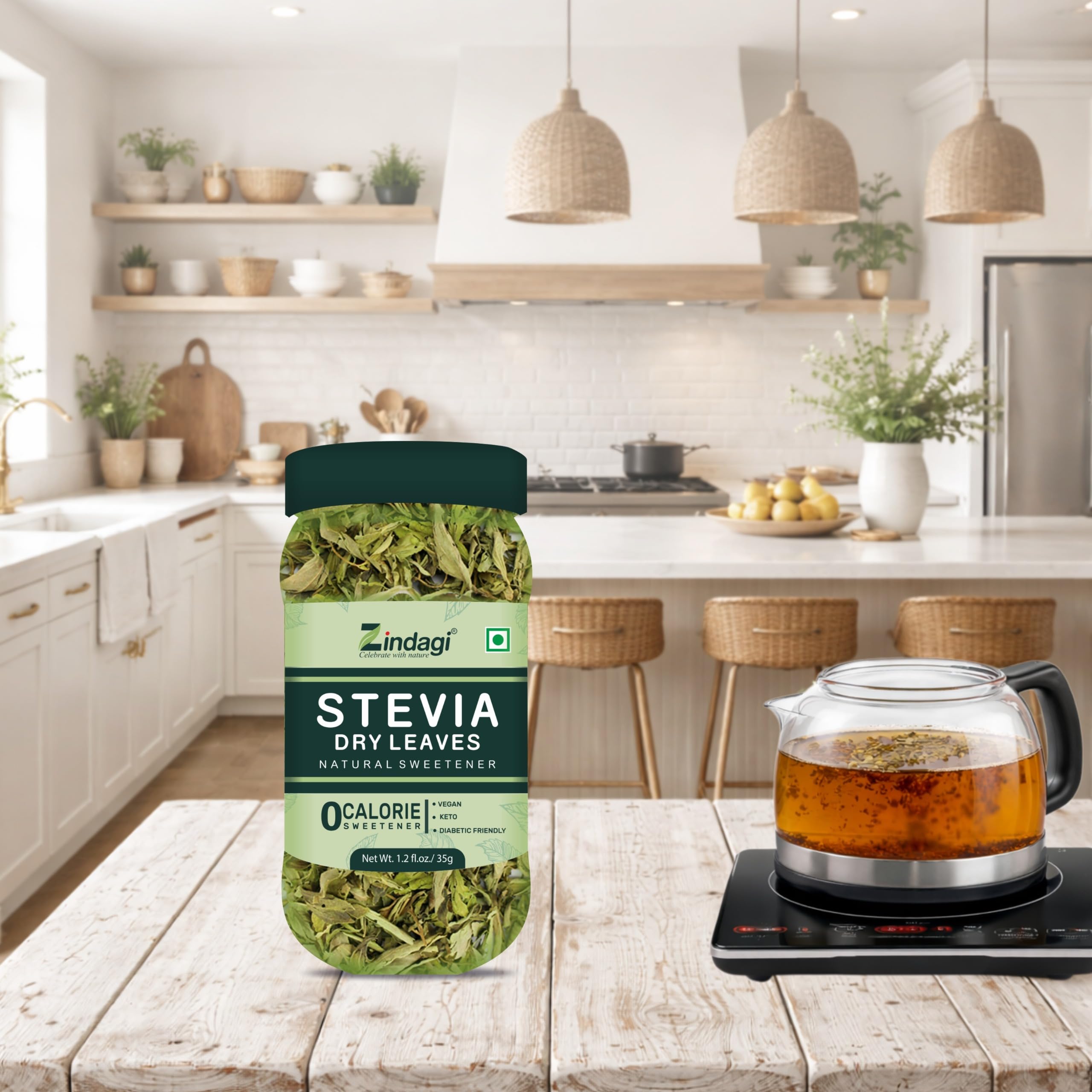 Zindagi Stevia Dry Leaf | Pure Stevia Plant Leaves | Natural Zero Calorie Sweetener | Pack of 3 4