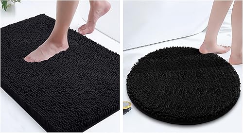 smiry Juego de tapetes de baño y alfombras de baño redondas, lavables a máquina, antideslizantes, absorbentes, peludas para baño, ducha y bañera (24 disponible en Yaxa El Salvador