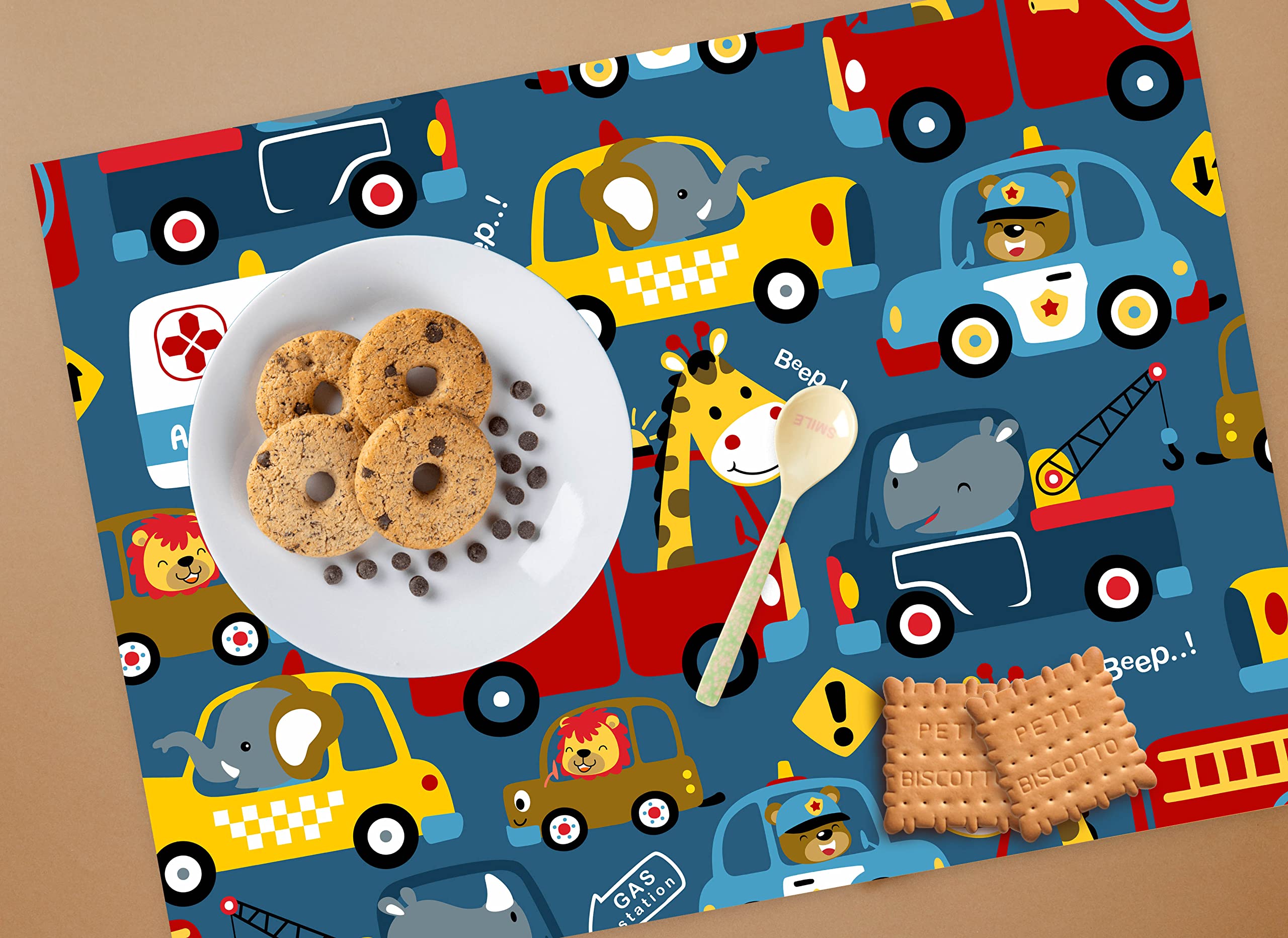 Tovagliette Americane Per Bambini | Set 4 In Vinile Antiscivolo | Stampa Digitale, Facili Da Pulire | Made In Italy