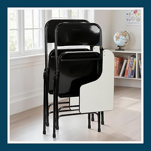 Miniatura 11 de OEF Furnishings Silla plegable con brazo para tableta zurdo, negro (paquete de 2) - Acero resistente de calibre 18, capacidad de 500 libras,