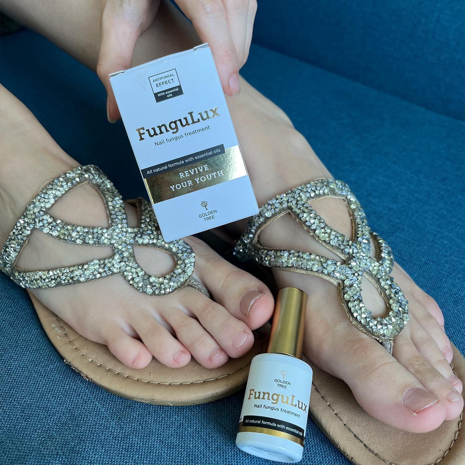 Golden Tree FunguLux Gel Unghie – Cura Unghie con Oli Essenziali – Per Mani e Piedi, Formula Trasparente ad Asciugatura Rapida, 10 ml