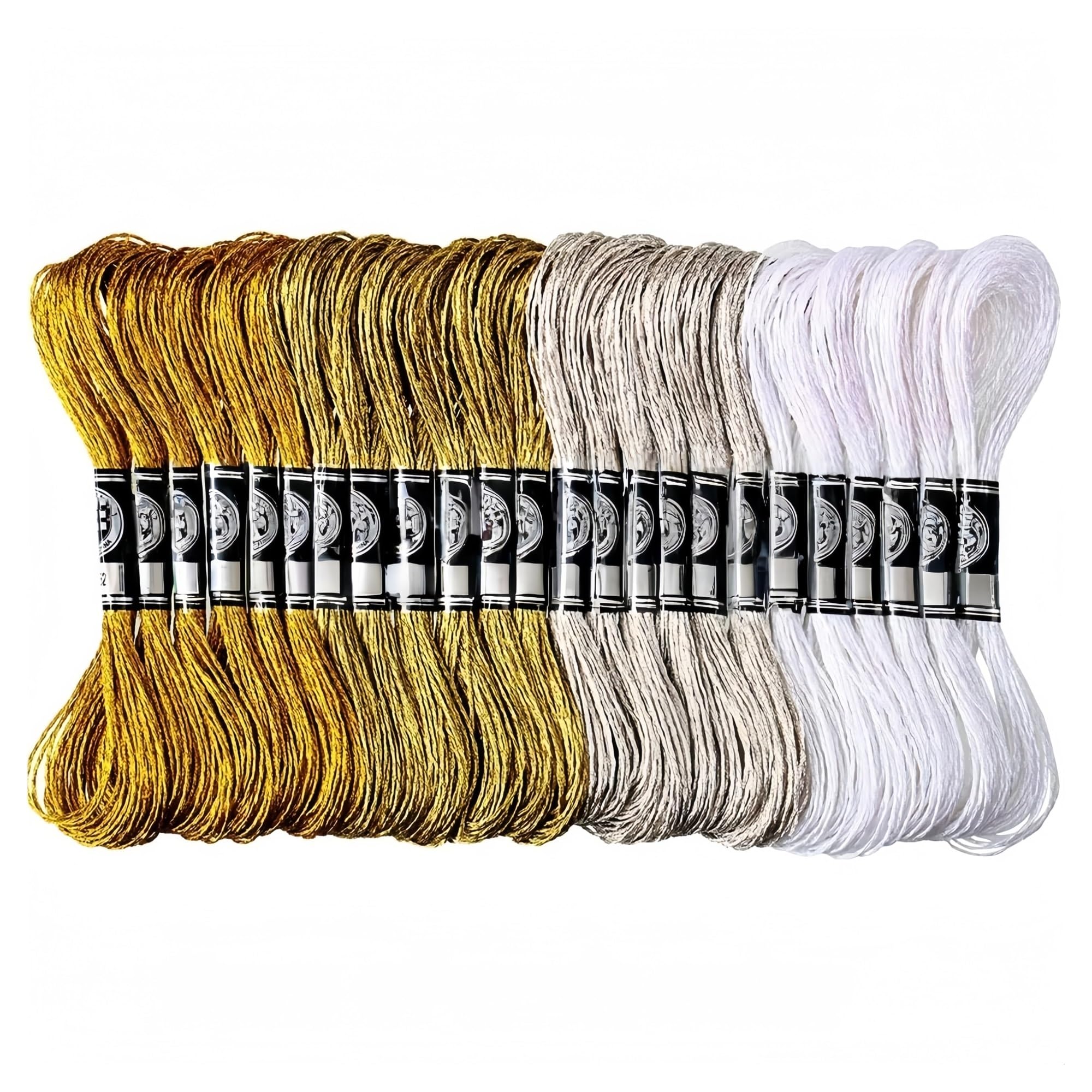 6/24 pezzi di filo da ricamo metallizzato glitterato, filo fai da te, filo da punto croce, filo in poliestere for braccialetti, artigianato(24Pcs Mixed)