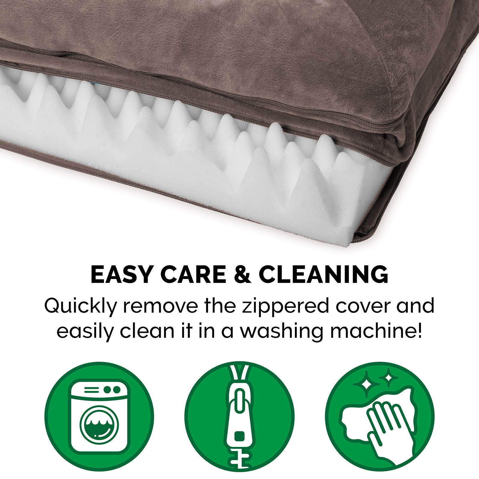 Furhaven Faux Fur & Velvet Sofa-Style Egg Crate Orthopedic Foam Dog Bed - Driftwood Brown, Jumbo (X-Large)