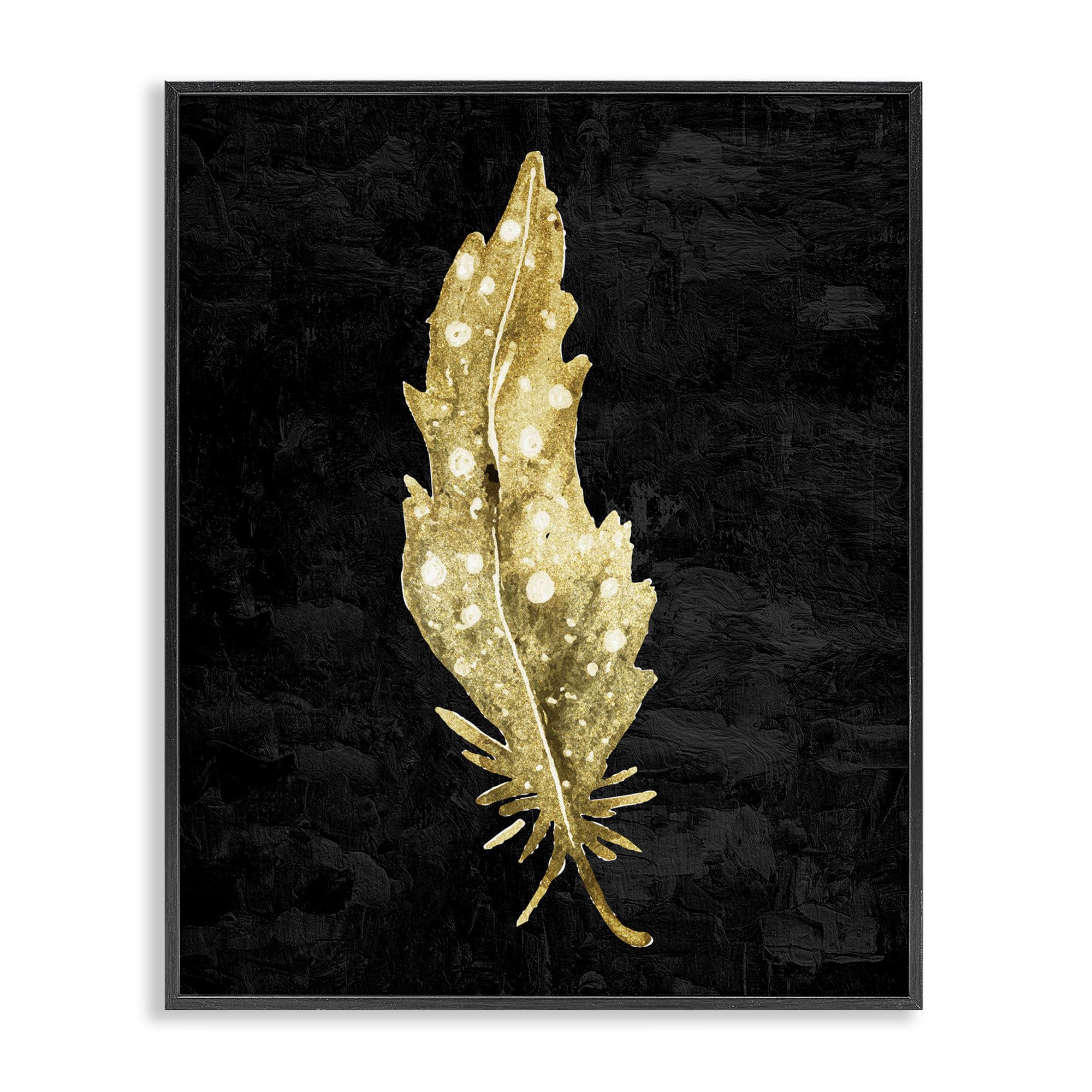 Stupell Industries Feather On Black Black Framed Giclee Art, design by Kim Allen, 14 x 11