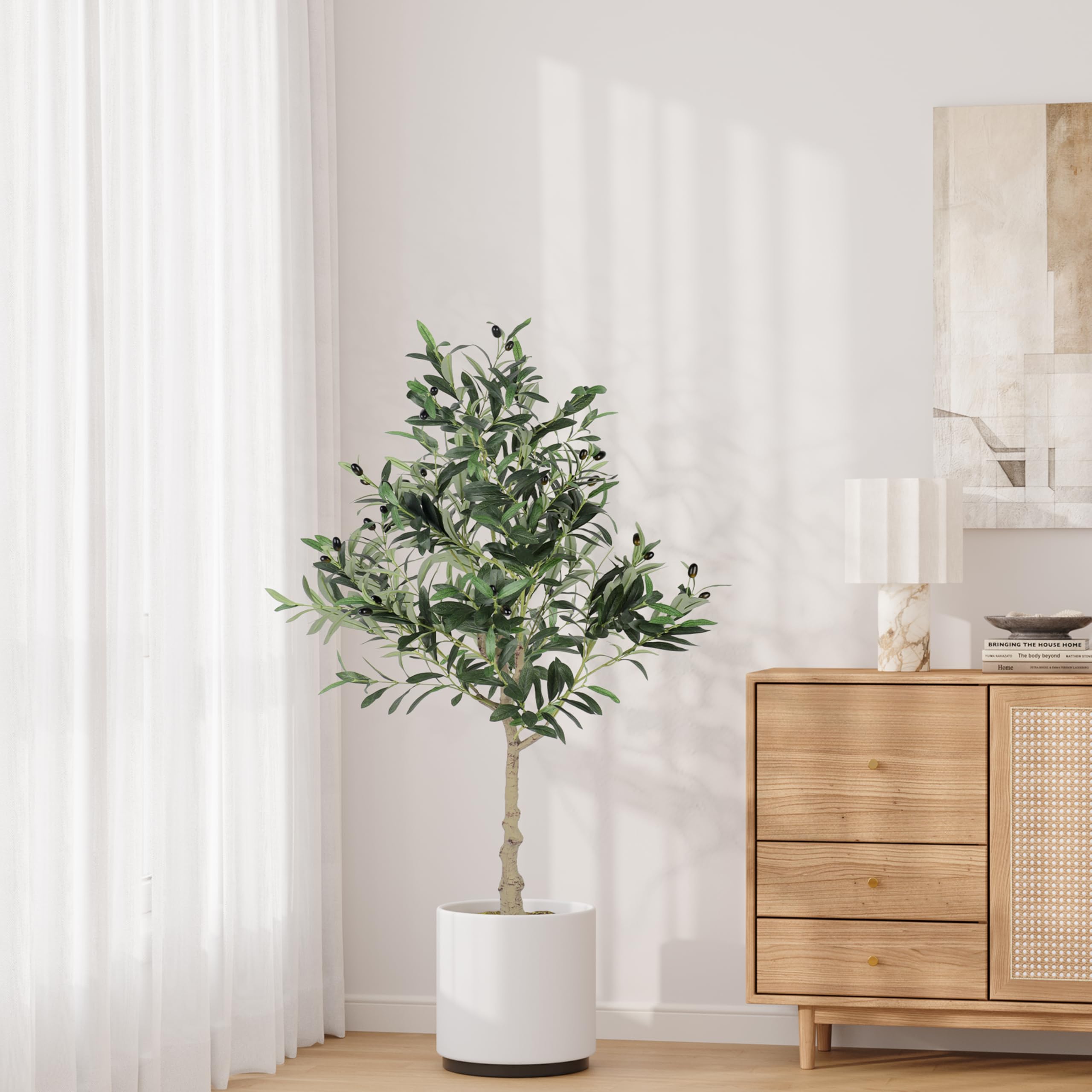 Dripex Olivenbaum Künstlich, Künstliche Pflanzen Groß Olivenbaumpflanze im Topf, Olivenbaum Deko für Zuhause, Wohnzimmer, Schlafzimmer, Büro, Garten