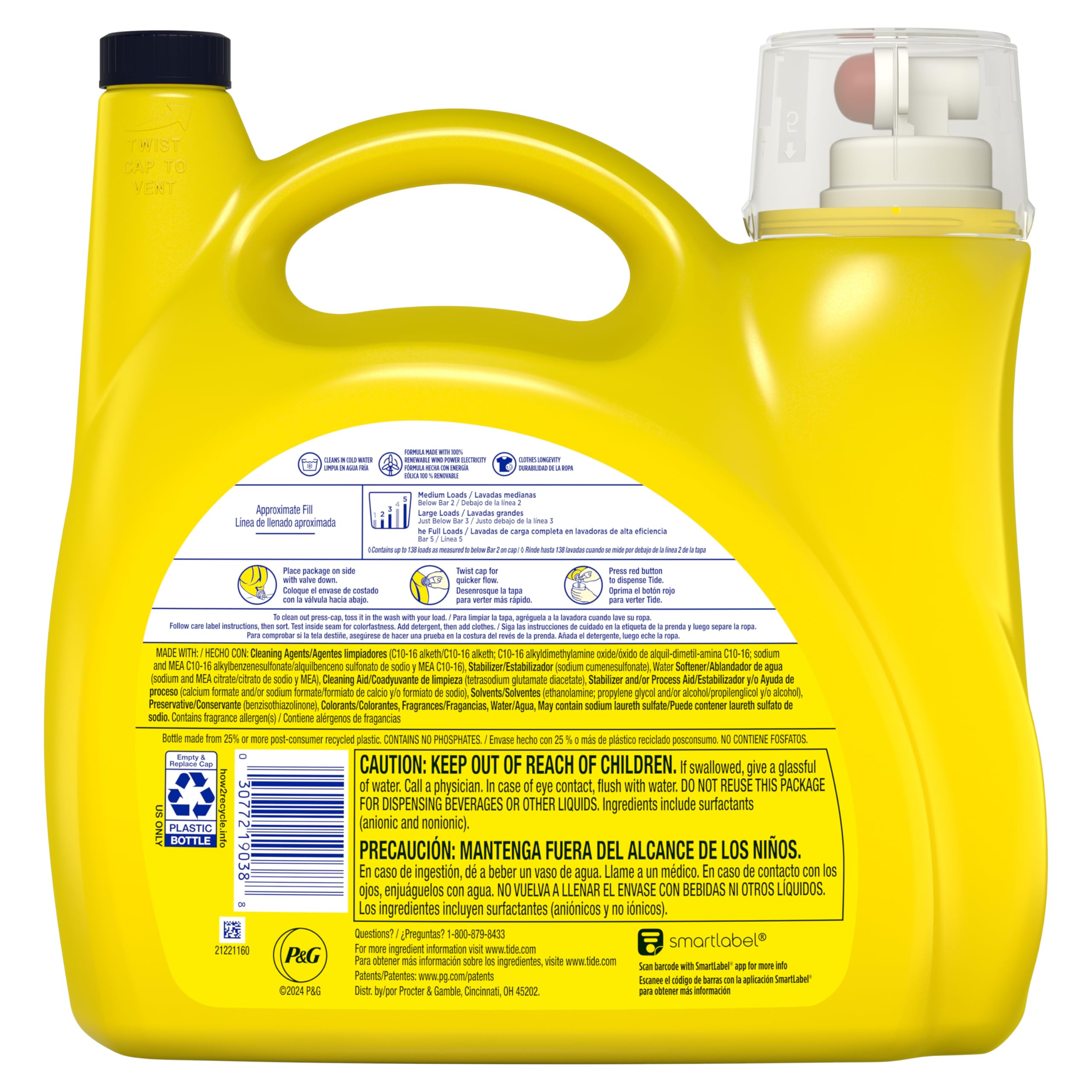 Tide Simply Liquid Laundry Detergent, Refreshing Breeze Scent, 138 Loads, 182 fl oz, All-In-One Detergent