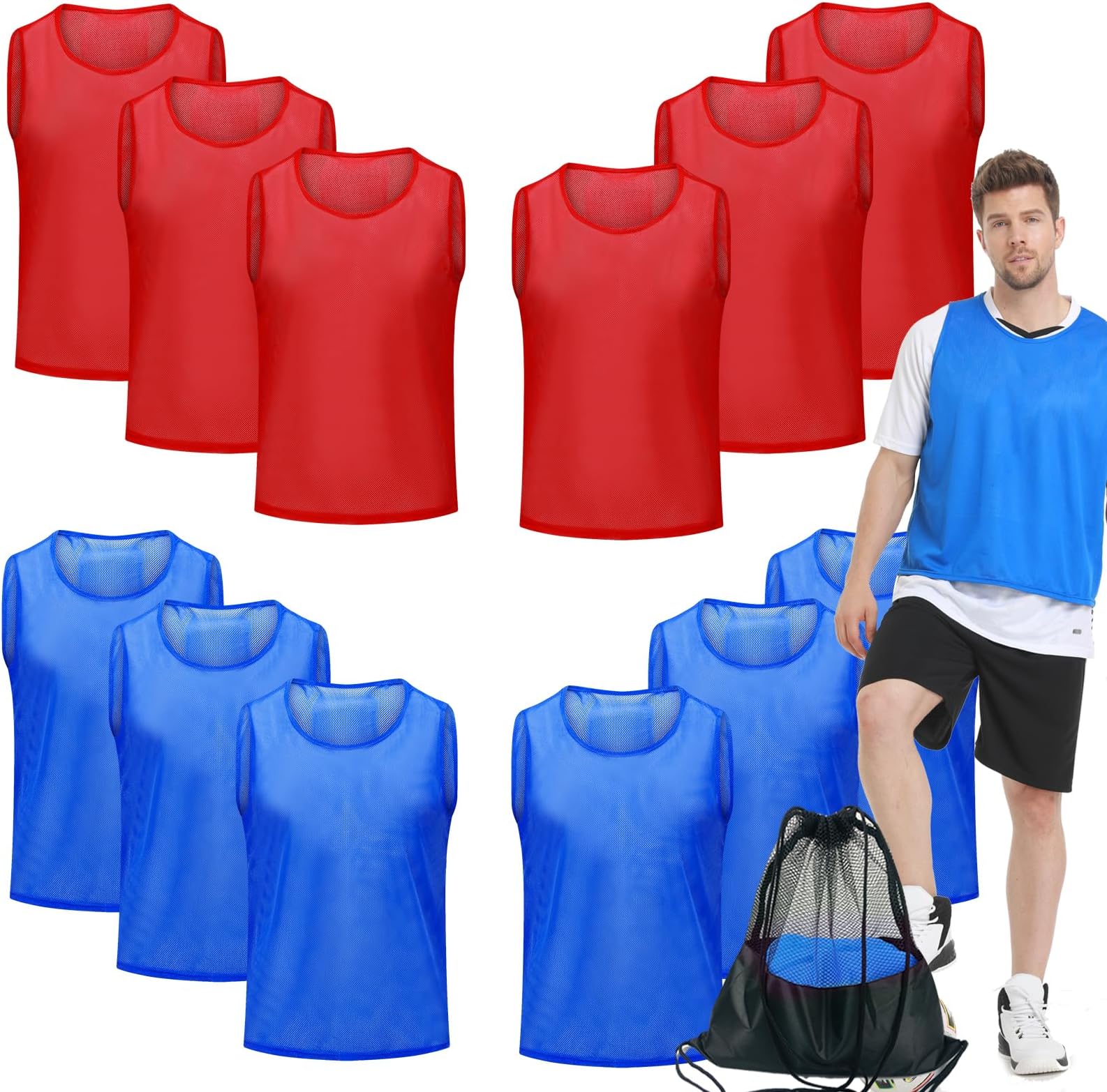 Soccer Pinnies Youth with Numbers Scrimmage Team Practice Vests Pennies Jerseys for Basketball Soccer Football Bibs