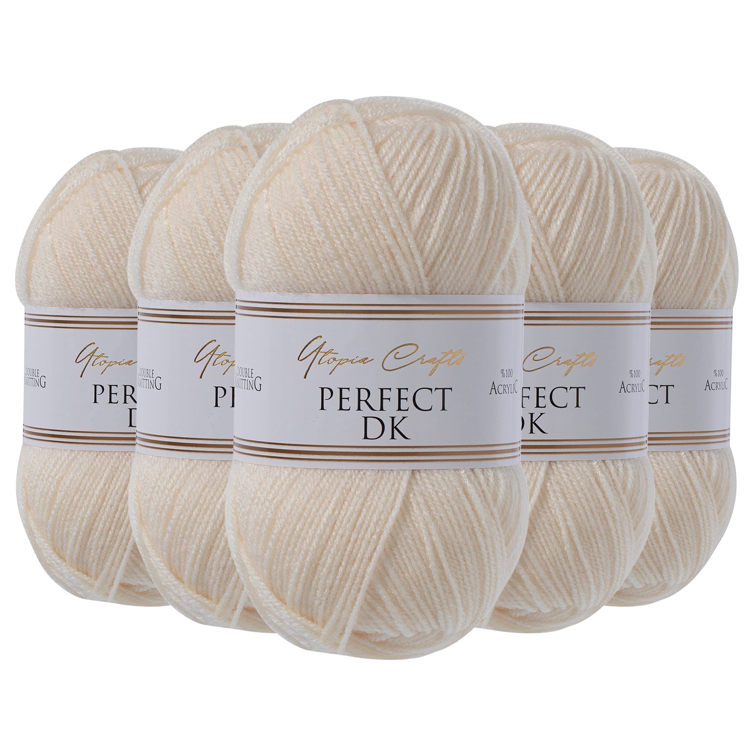 Utopia Crafts DK Double Knitting Yarn, 5X 100g (Nature Silk)