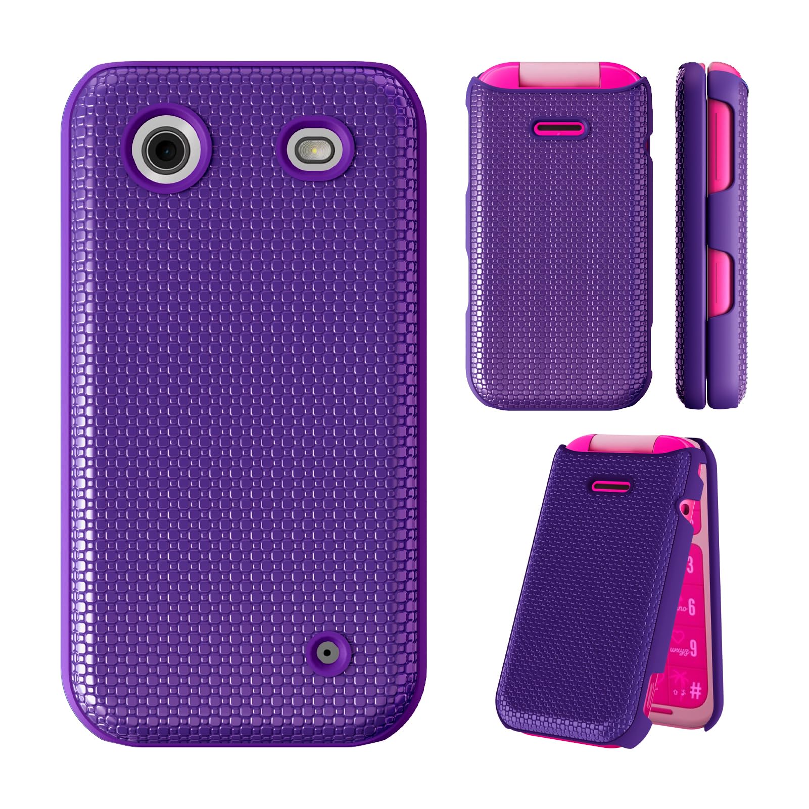 Ailiberfor HMD Barbie Flip Phone Case, HMD TA-1681 Case, Dual Layer Shockproof, Silicone Bumper Non Slip Back, Military Grade, Heavy Duty Rugged Cell Phone Cover-Purple