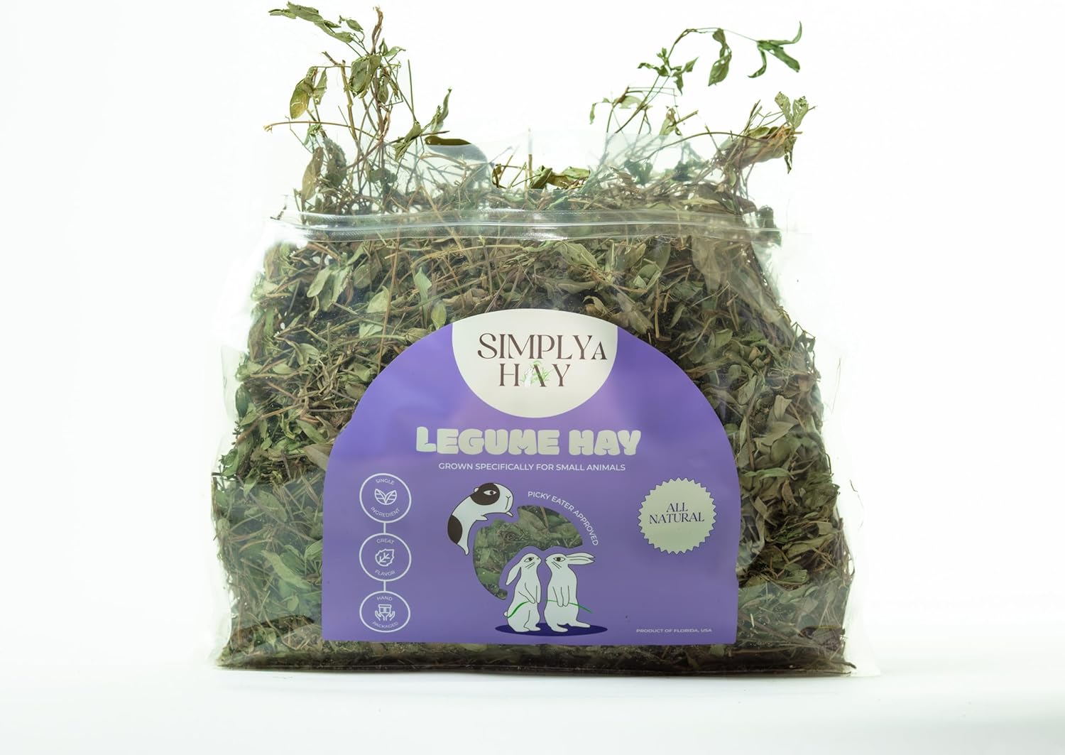 Legume Hay – Premium Perennial Peanut Hay for Rabbits & Small Pets – Sweet, Appetizing Flavor, Nutrient-Rich, All-Natural, Hand-Packed on Family Farms (80 Ounces)