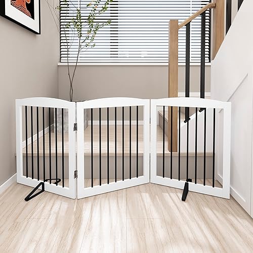 Miniatura 2 de Puerta independiente para mascotas para perros, puerta plegable de madera para perros para casa, puerta interior para perros, escaleras, puertas