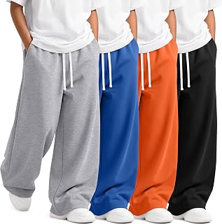 4 Pack Boys Baggy Sweatpants Comfy Athletic Pants