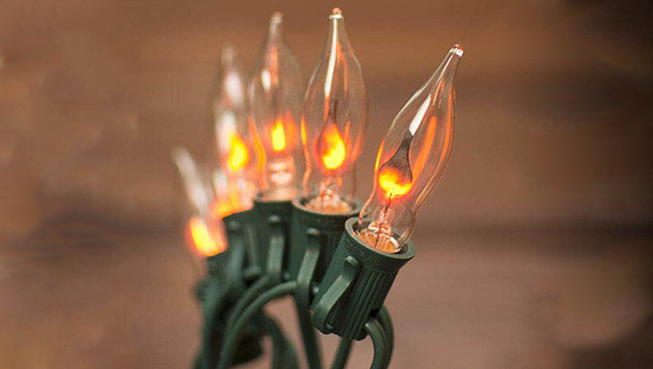 SUNSGNE Christmas Flicker Flame Light Bulbs, Crystal Clear Flame