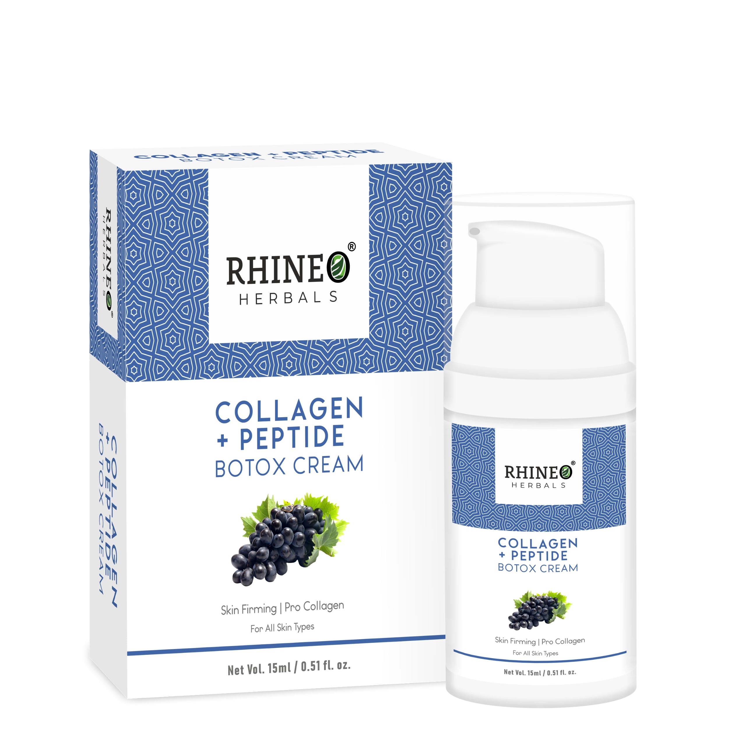 RHINEO HERBALS Collagen Cream, Botox Cream With Collagen, Anti Aging Cream, Firming For Wrinkles For Face,Paraben & Sulfate Free - 15 ml