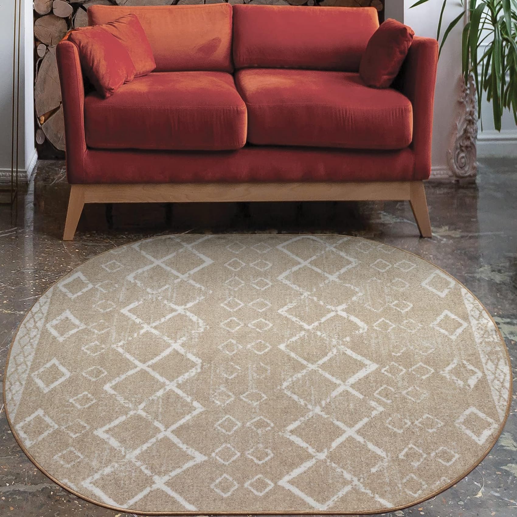 Tapis doux moderne ovale facile à nettoyer pour chambre à coucher